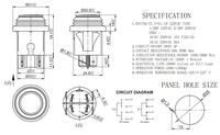 Saklar Tekan Bulat 16A250VAC T105 25mm IP67 D P S T RL5-1P21 ON-OFF Pengunci-Sendiri Hitam Tahan Air
