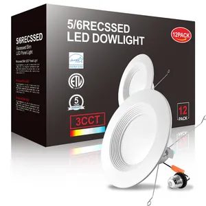 Ephan-Paquete de 12 luces led de 6 pulgadas y 15W, deflector embellecedor CRI90 de 1250lm, iluminación empotrada regulable, LED empotrado en húmedo, Dow