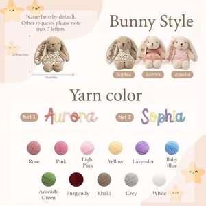 Peluche personnalisée avec le nom <span class=keywords><strong>Annie</strong></span> Rabbit, brodée, pour enfants de 14 ans et plus, 11-30 cm, unisexe, compagnon de confort, ETSY - Product Image 3