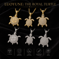 Collier tortue de mer plaqué or 18 carats LUOYUNE pour femme, pendentif animal marin étincelant en zircon 5A, bijou de plage délicat, cadeau