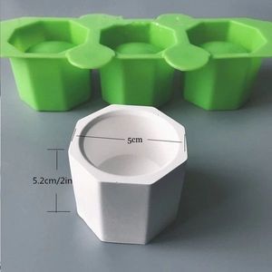 3 Holes Round Geometric Polygonal Concrete Flower Pot Vase Mold candle making <b>kit</b> Concrete candle mold home Decoration - Product Image 2
