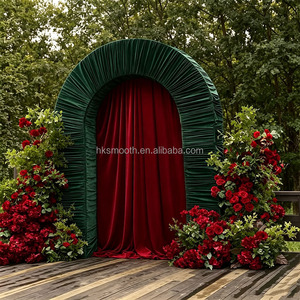 SMOOTH New Popular Wedding Events Birthday Part <b>Decorative</b> Fabric Backdrop Red 3D Metal <b>Arch</b> with Velvet Cover - Product Image 4