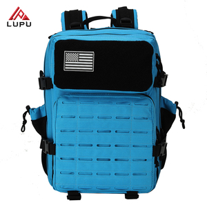 กระเป๋าเป้สะพายหลัง LUPU Tactical ขนาด 36-56 ลิตร ทำจากไนลอน ระบบ MOLLE ปิดด้วยซิป เหมาะสำหรับทุกเพศ สีฟ้า พร้อมแผ่นแปะธงชาติสหรัฐอเมริกา - Product Image 1