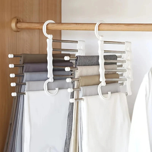 Porte-vêtements multifonctionnel pliable, support de rangement pour pantalons, organisateur de vêtements, gain de place pour placard et chambre - Product Image 4
