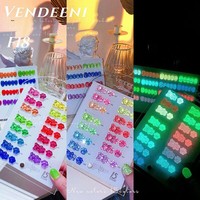 VENDEENI Kit de Gel à Ongles Lumineux 15 Couleurs Effet Pailleté Poudre Fluorescente Vernis à Ongles Coloré Longue Durée pour Salon de Manucure