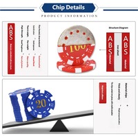Jetons de poker numérotés de qualité supérieure, écologiques, de qualité casino, en ABS de luxe, avec motif de dés, pour les jeux à domicile et les tournois au Texas