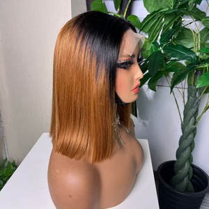 High Quality 100% Human Hair 5*5 Lace <b>Bob</b> <b>Wig</b> T1b/30 Color - Product Image 3