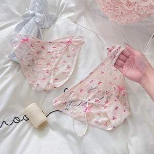 Tanga de encaje con estampado de cerezas para mujer, estilo Pure Desire, serie para <span class=keywords><strong>chicas</strong></span>, ropa interior de talle bajo, cómoda, con cobertura de cadera y lazo. - Product Image 1