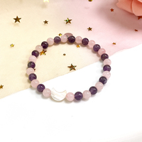 Bracelet tendance en acier inoxydable avec logo gravé au laser, pierre naturelle, coquillage et cristal, livré avec carte