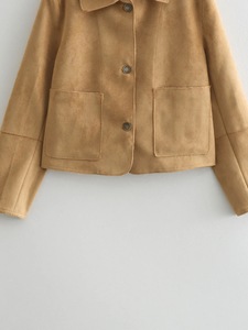 Women's Autumn Double-Pocket <b>Suede</b> Outerwear Fashion - Product Image 6