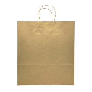[200 unidades] Bolsas de compras personalizables de papel kraft de 14 x 10 x 15.8 pulgadas con asas, color natural - Product Image 1