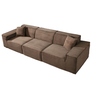 Canapé modulaire moderne à trois places, sectionnel carré, compressé sous vide, avec housse amovible en tissu velours côtelé, design peu encombrant, en boîte - Product Image 2