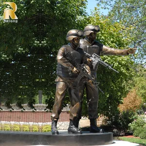 Life size outdoor garden park decor bronze medieval soldier statue sculpture for sale