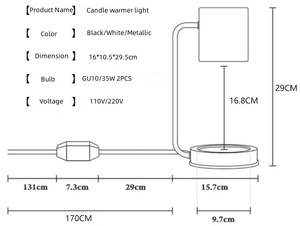 Vente en gros de lampe chauffe-bougies diffuseur d'aromathérapie moderne en métal noir et blanc pour décoration de table de chevet décoration de la maison - Product Image 6