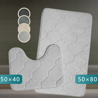 Tapis de salle de bain en polaire corail absorbant et à séchage rapide, tapis de toilette en forme de U gaufré pour la douche, lavable en machine, tapis de sol moelleux