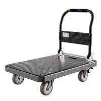 Silencieux noir 72*48cm 200kg capacité de charge pliable robuste industriel en plastique plate-forme chariot à main OEM pour le stockage des outils