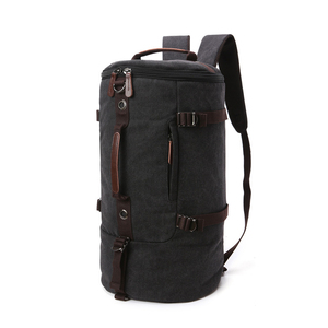 Vintage Canvas Knapsack for Men Casual Daily Use and Travel Cylinder <strong>Rucksack</strong> with Polyester Lining and Zipper Closure - Product Image 3