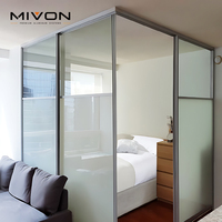 Cloison coulissante en verre pour chambre à coucher, cloison en verre pour la maison, séparateur coulissant d'intérieur, système minimaliste