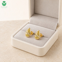 Boucles d'oreilles clous Betterstar en or 14 carats avec diamant de laboratoire taille poire, certifiées IGI, bijoux de luxe pour mariée, cadeau de mariage, joaillerie fine, élégantes pour le quotidien