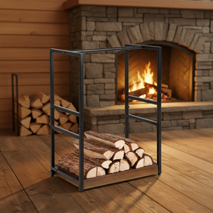 Porta Legna Moderno 2027 in <span class=keywords><strong>Metallo</strong></span> Resistente con Base in Legno, Robusto Supporto per Legna <span class=keywords><strong>da</strong></span> Ardere - Product Image 4