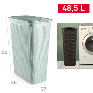 Cesto Portabiancheria Sottile 48,5 L in Plastica Verde, Durevole e Riutilizzabile per Organizzazione Domestica - Product Image 1