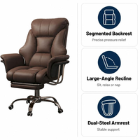 Chaise ergonomique en cuir, conforme aux normes BIFMA, RoHS, CE EN1335, testée, pour bureau, dossier haut, pivotante, inclinable, réglable, rembourrée, pour intérieur