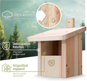 Nichoir suspendu en bois d'extérieur avec boîte imbriquée Style industriel Nichoir pour l'observation des oiseaux Liquidation de Noël Logo personnalisable - Product Image 2