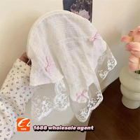 1688 Agent d'achat jardin Style dentelle bandeau nouveau haut toit Triangle écharpe bandeau français rétro Plaid doux et mignon foulard