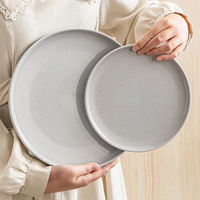 Service de table en porcelaine grise émaillée, assiette à steak et tasse créatifs de style occidental, kit personnalisé, compatible lave-vaisselle, écologique