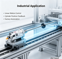 Transduser Bebas Perawatan dan Bebas Kalibrasi yang Mendukung Output Analog, SSI, CANopen, Start/Stop, Modbus, dan Lainnya.