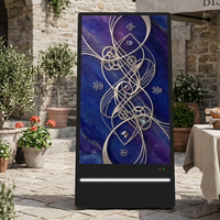 Panneau de menu de restaurant mobile, kiosque intelligent résistant aux intempéries, affichage électronique sans fil pour sandwichs, lecteur multimédia commercial sur roues, lumineux