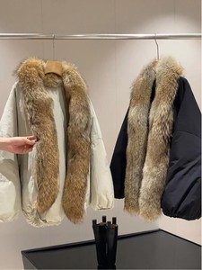 Piumino Corto da <span class=keywords><strong>Donna</strong></span> in Piuma d'Oca Bianca <span class=keywords><strong>con</strong></span> Collo in Pelliccia di Lupo Naturale, Spesso e Caldo, Vestibilità Ampia, Inverno 2026, Nuovo Stile Europeo - Product Image 2