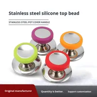 Couvercle de casserole en silicone résistant aux hautes températures, avec perle supérieure en acier inoxydable personnalisée, bouchon universel anti-brûlure à visser, ustensiles de cuisine en gros