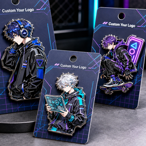 Pins en émail dur personnalisés, style moderne Cyber Street Anime Boy, badges de revers en métal nickel noir pour casque et skater - Product Image 1