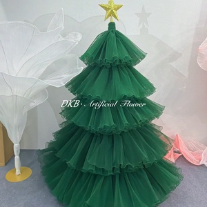 Ornements <span class=keywords><strong>de</strong></span> Noël personnalisés en tulle vert, grand <span class=keywords><strong>sapin</strong></span> <span class=keywords><strong>de</strong></span> Noël <span class=keywords><strong>de</strong></span> 200 cm en organza fait main pour vitrine <span class=keywords><strong>de</strong></span> centre commercial, fête, décoration intérieure - Product Image 4