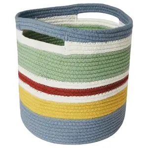 Producto con descuento al por mayor, cesta de planta personalizada, cesta de planta tejida para decoración del hogar, cesta de cuerda de algodón con asas