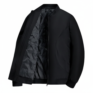 Veste matelassée à col mandarin pour hommes coupe-vent à capuche hiver toile mélange tissu fermeture éclair avant taille personnalisée - Product Image 1