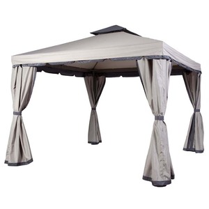 Gazebo de Jardín de Lujo, Grande, de Aluminio, con Doble Techo, 3x3m, Impermeable, para Parque, Patio, con Paredes Laterales, Muebles de Exterior - Product Image 3