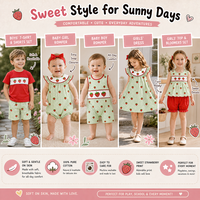 Puresun Livraison Rapide Certifié CPC CPSIA Ensembles de Vêtements pour Garçons en Coton 100% Personnalisés avec Broderie de Fraise Plissée 1-8 Ans Enfants