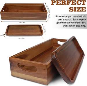 Topper de panier et plateau de vanité en bois d'acacia naturel par décor lisse, durable et attrayant <span class=keywords><strong>pour</strong></span> salle de bain, cuisine, maison, spa - Product Image 3