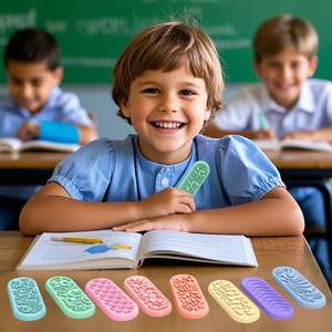 Cross-border New Fidget Toys for Children 0-6 Years Sensory Stone Stress-Relief Toy Soft Silicone Textured Worry Stone Logo - Product Image 2