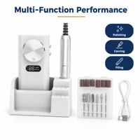 Kit de perceuse à ongles électrique multifonction avec polissage, sculpture et ponçage, 45000 tr/min, 50W, vitesse variable, rechargeable, portable