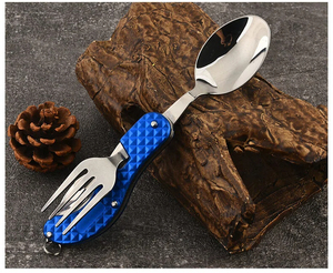 Juego de utensilios multifuncionales para pícnic al aire libre, cubiertos de viaje, mini cuchillo, tenedor, cuchara plegable, vajilla. - Product Image 6