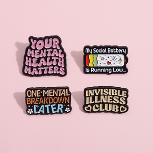 Broches de Esmalte Personalizados con Proverbios Divertidos, Insignias de Solapa para la Ansiedad Social, Broches de <span class=keywords><strong>Salud</strong></span> Mental al por Mayor - Product Image 3