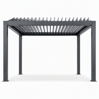 Pérgola Eléctrica de Aluminio para Exteriores, Techo de Láminas Ajustables Motorizadas, Gazebo Impermeable para Patio, Jardín, Cocina al Aire Libre