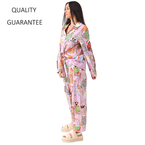 <span class=keywords><strong>Deluxe</strong></span> 100% Biologisch Katoen Op Maat Bedrukt Volwassen Pyjama Lange Broek Pyjama Vrouwen Set Groothandel - Product Image 2