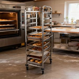 Carrito de Transporte de Masa/Pan de Acero Inoxidable - Carro Móvil de 2 Niveles para Cocinas de Panadería Comercial - Product Image 1