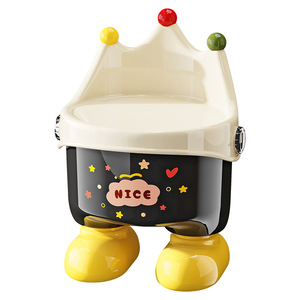 Crown Storage <b>Stool</b> For Kids With Lid Large Capacity Toy Organizer Pink Black Yellow <b>Plastic</b> Seat For Babies 1-2 Years - Product Image 5