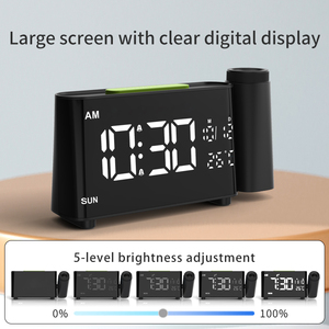 Có thể điều chỉnh chiếu cạnh giường ngủ kỹ thuật số Đồng hồ báo thức FM Đài phát thanh nhiệt độ độ ẩm Màn hình LED Dimmer báo lại báo động kép lịch - Product Image 6