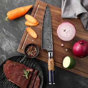 <span class=keywords><strong>Couteau</strong></span> de Chef Professionnel 8 Pouces en Acier Damas avec Manche en Résine Nid d'Abeille 60HRC Ambidextre Poli Miroir – Offre Spéciale - Product Image 2